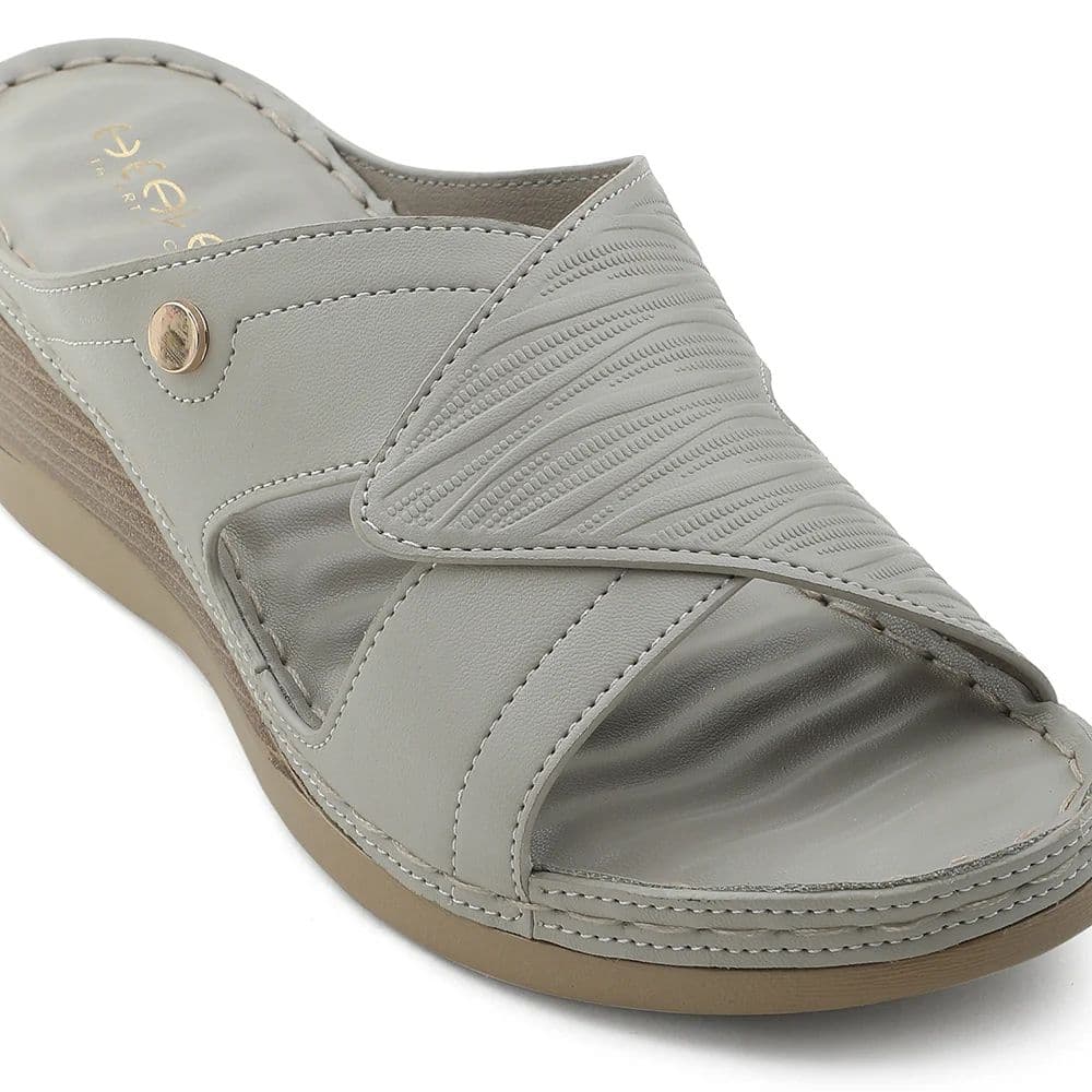 Healers Light Grey Wedge Heel Sandal For Women ZQ-FD-43 By Liberty — photo 5