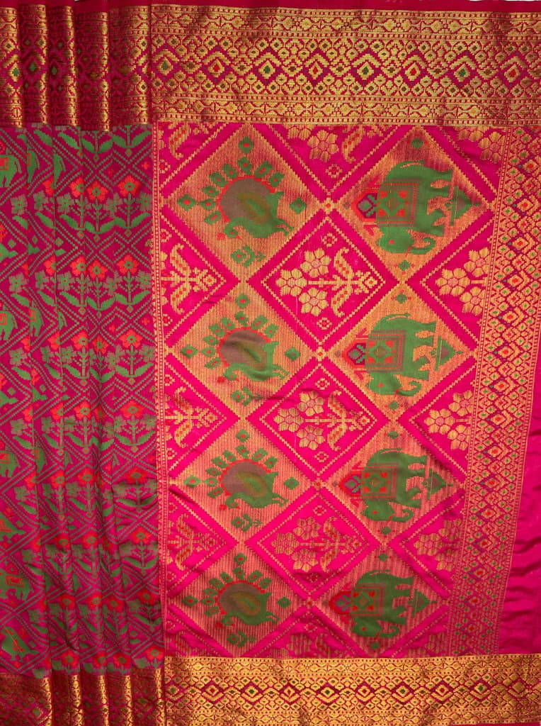MIMOSA Women's Woven Design Paithani Style Raw Silk Saree with Blouse Piece - Rani ( SA00003128RNFREE ) — photo 6