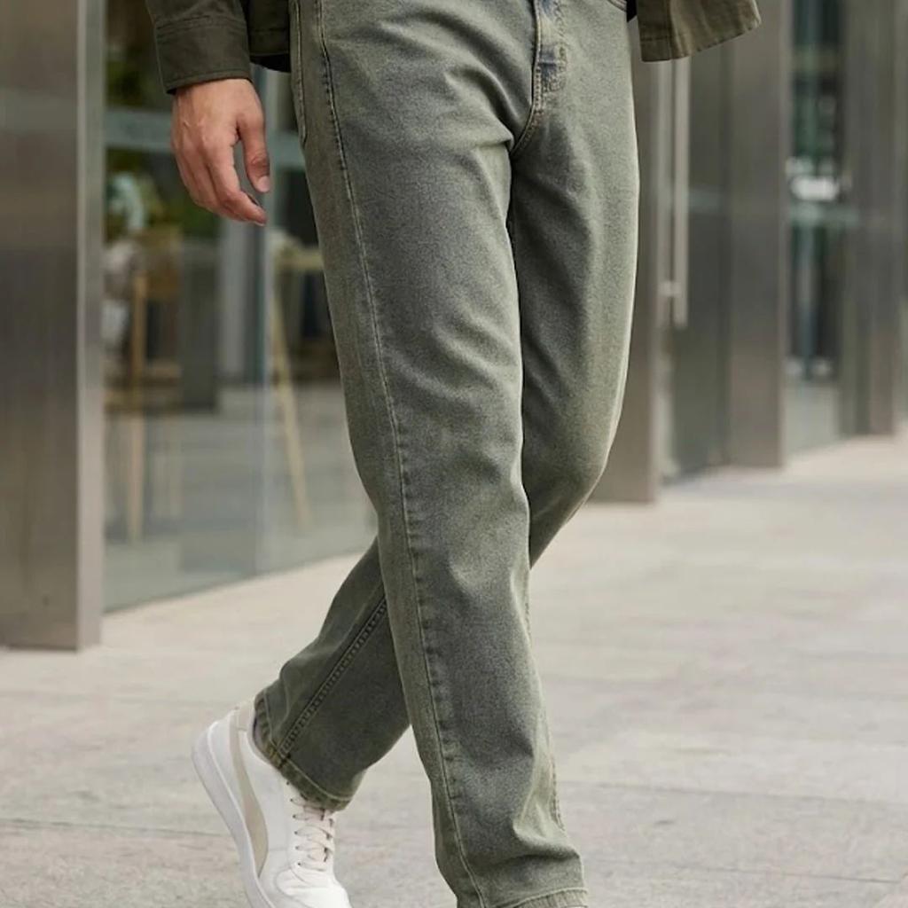 Men's Ice Blue Straight Fit Heavy Washed Jeans Stretchable
