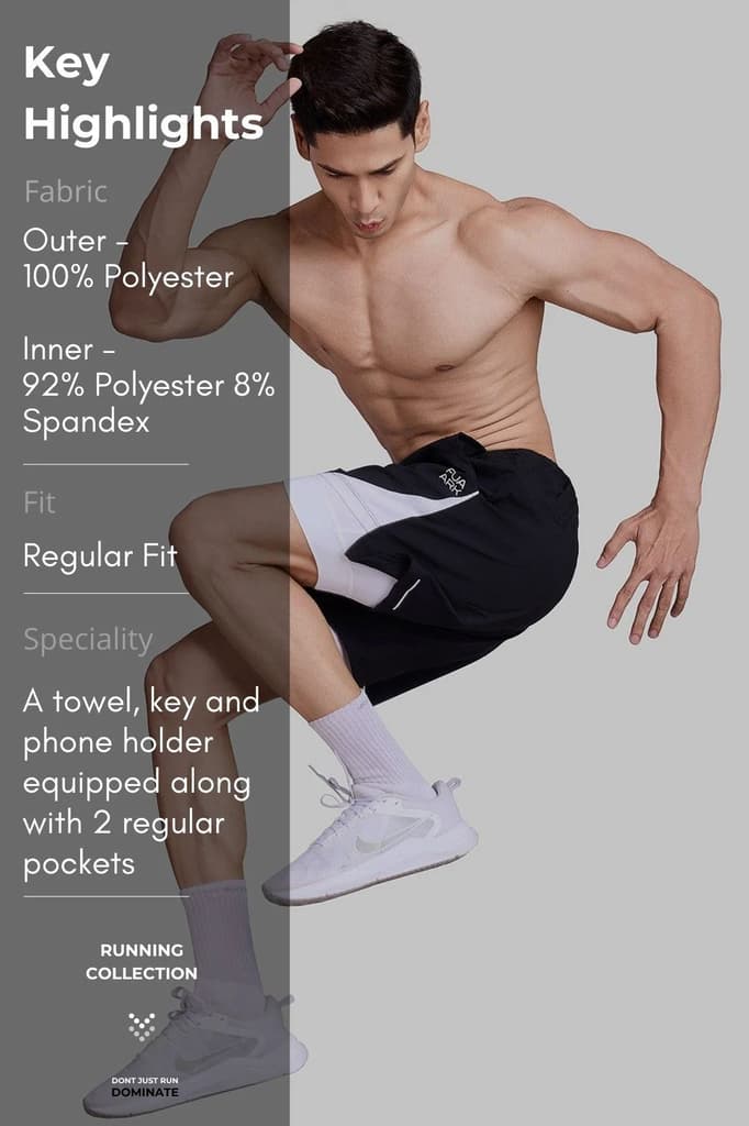 2 in 1 Mesh Shorts Black With White — photo 9