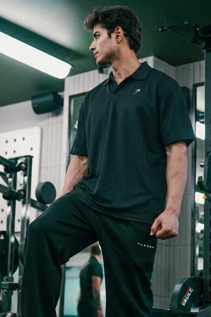 Noir Oversized Polo T-shirt Black — S