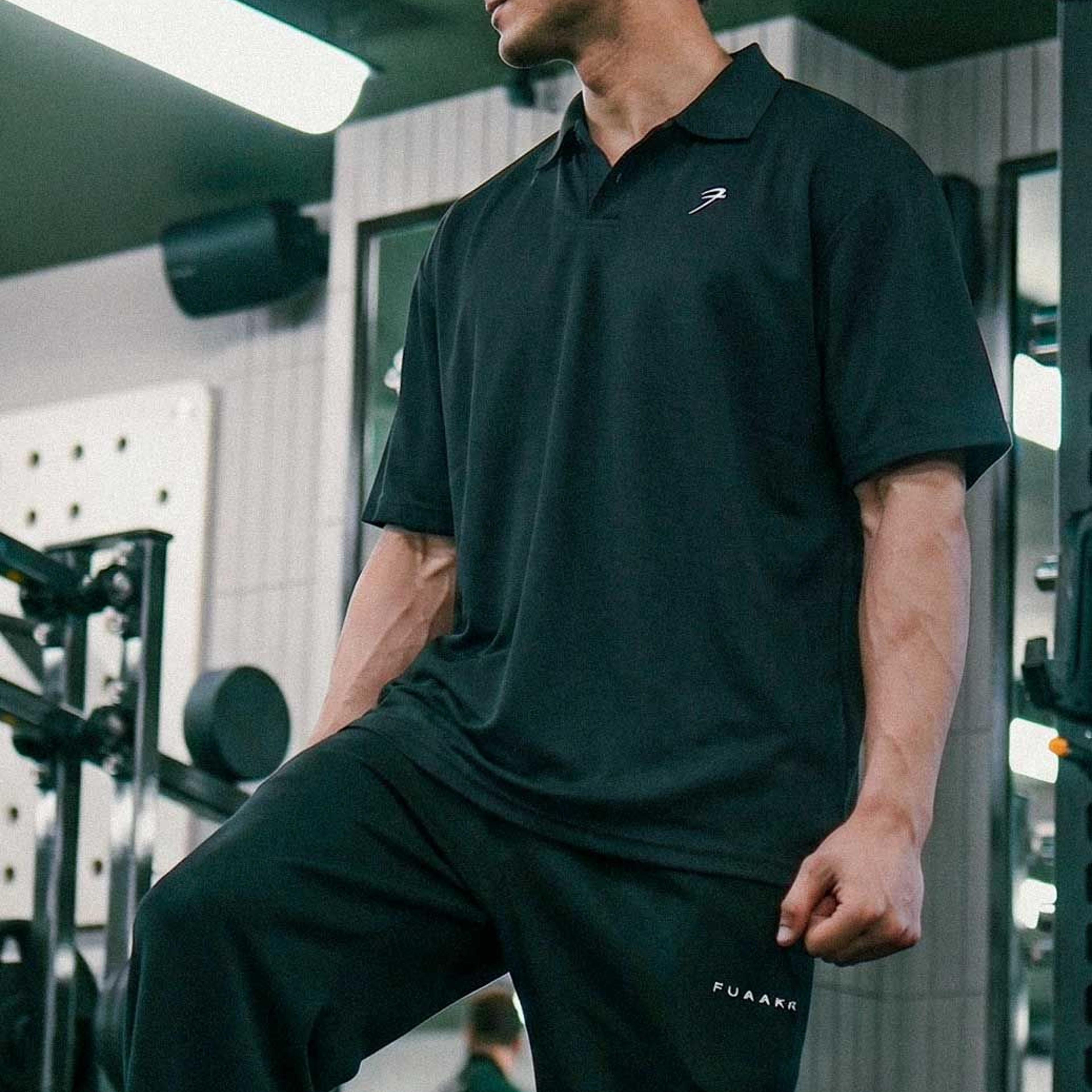 Noir Oversized Polo T-shirt Black