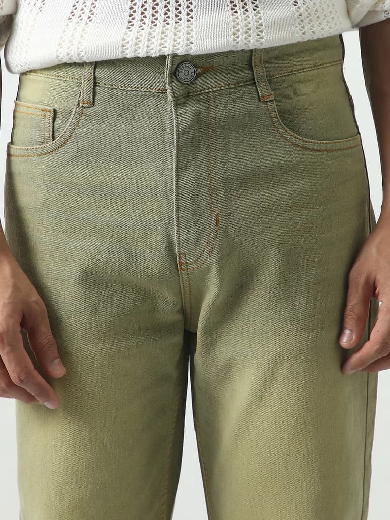 Men's Ice Grey Straight Fit Heavy Washed Jeans Stretchable — photo 5