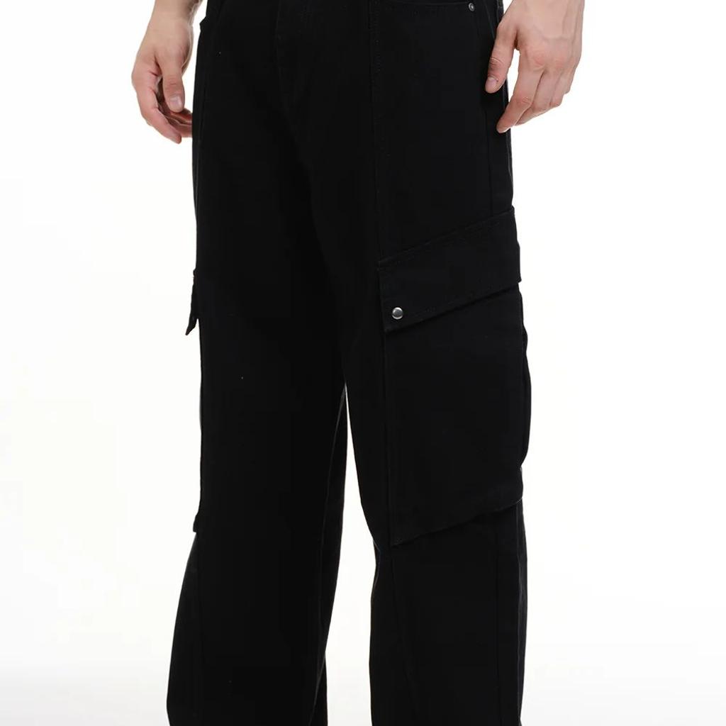 Black Cargo Denim Pants
