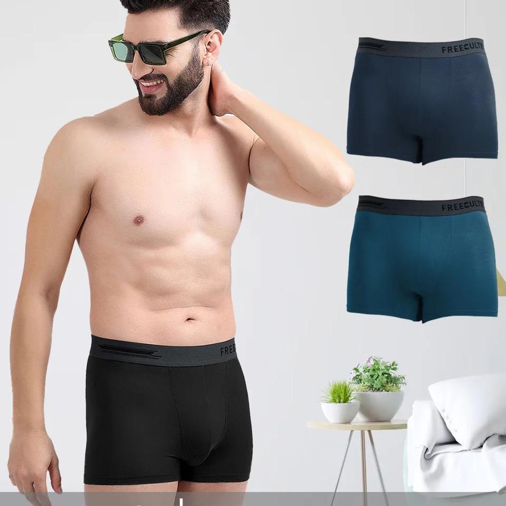 Men's Anti-Bacterial Micro Modal Trunk in Contrast Waistband (Pack of 3)