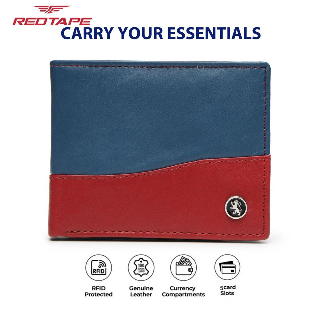 Men’s L.Blue Red Colorblocked Genuine Leather Wallet — photo 6