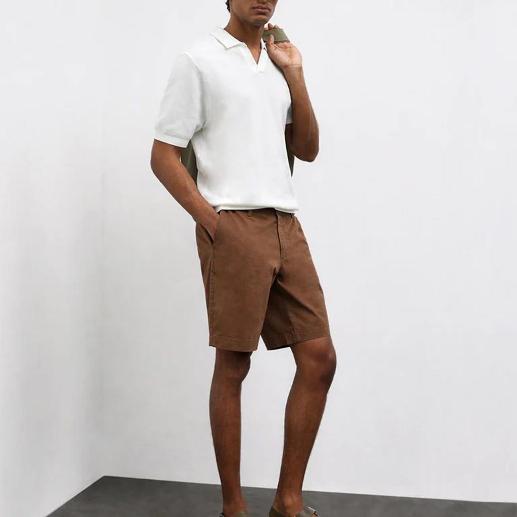 WES Casuals Brown Relaxed-Fit Mid-Rise Cotton-Blend Carpenter Shorts