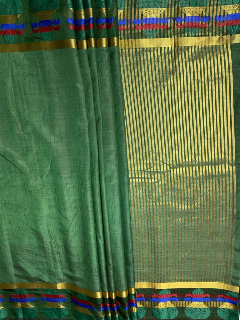 MIMOSA Women's Woven Design Banarasi Style Tussar Silk Saree with Blouse Piece - Green ( SA00003150GRNFREE ) — photo 6