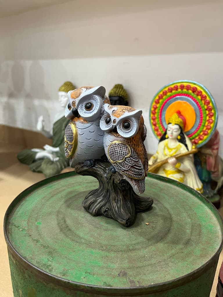 Owl Figurine | Decorative | Wood | Brown