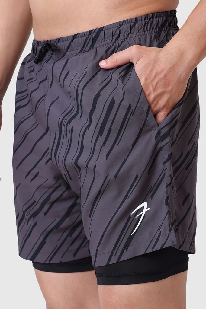 2 in 1 Printed Compression Shorts Graphite — photo 4
