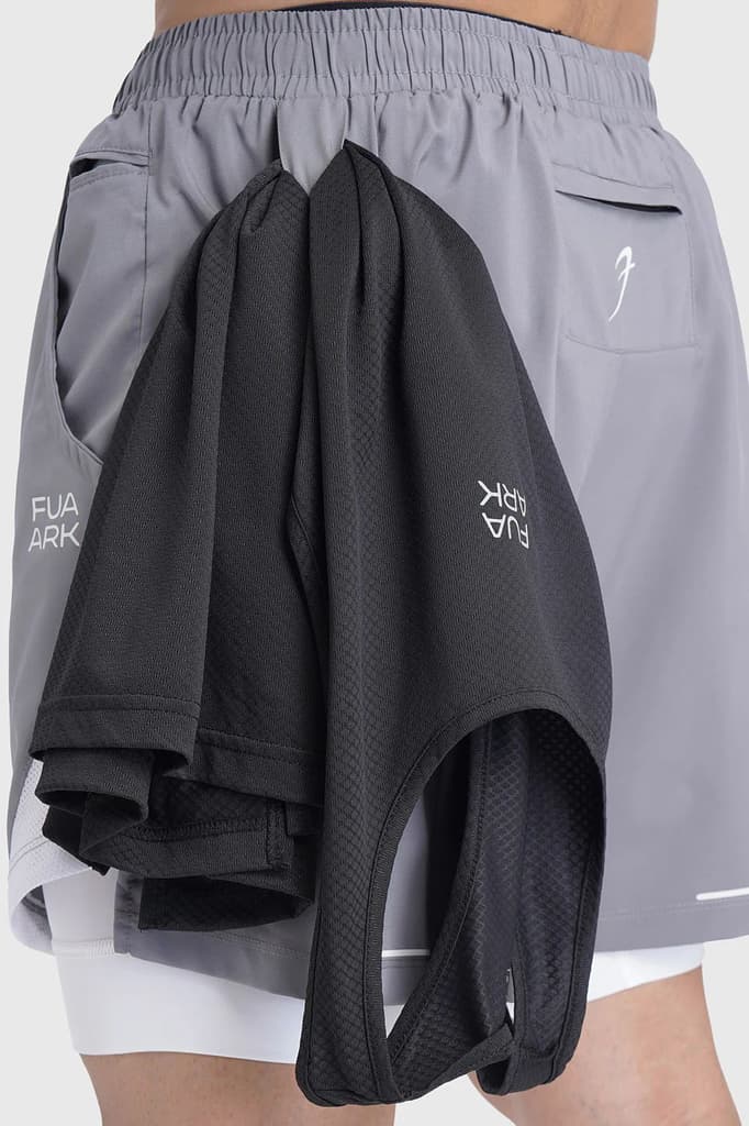 2 in 1 Mesh Shorts Foggy Grey With White — photo 4