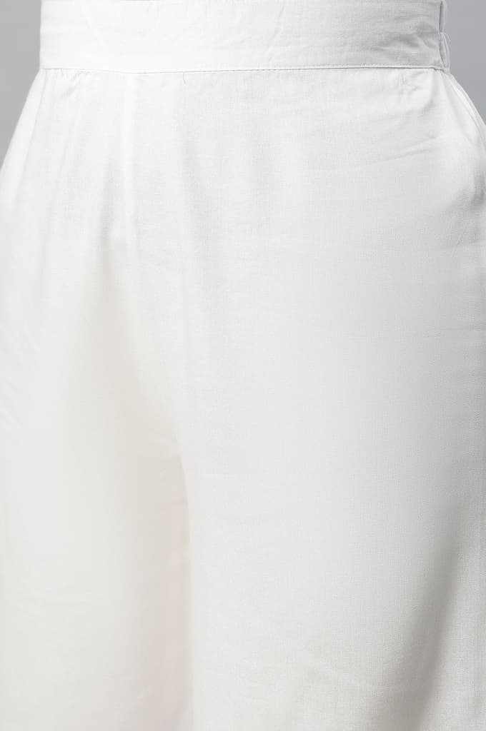Off White Straight Liva Women Palazzos — photo 7