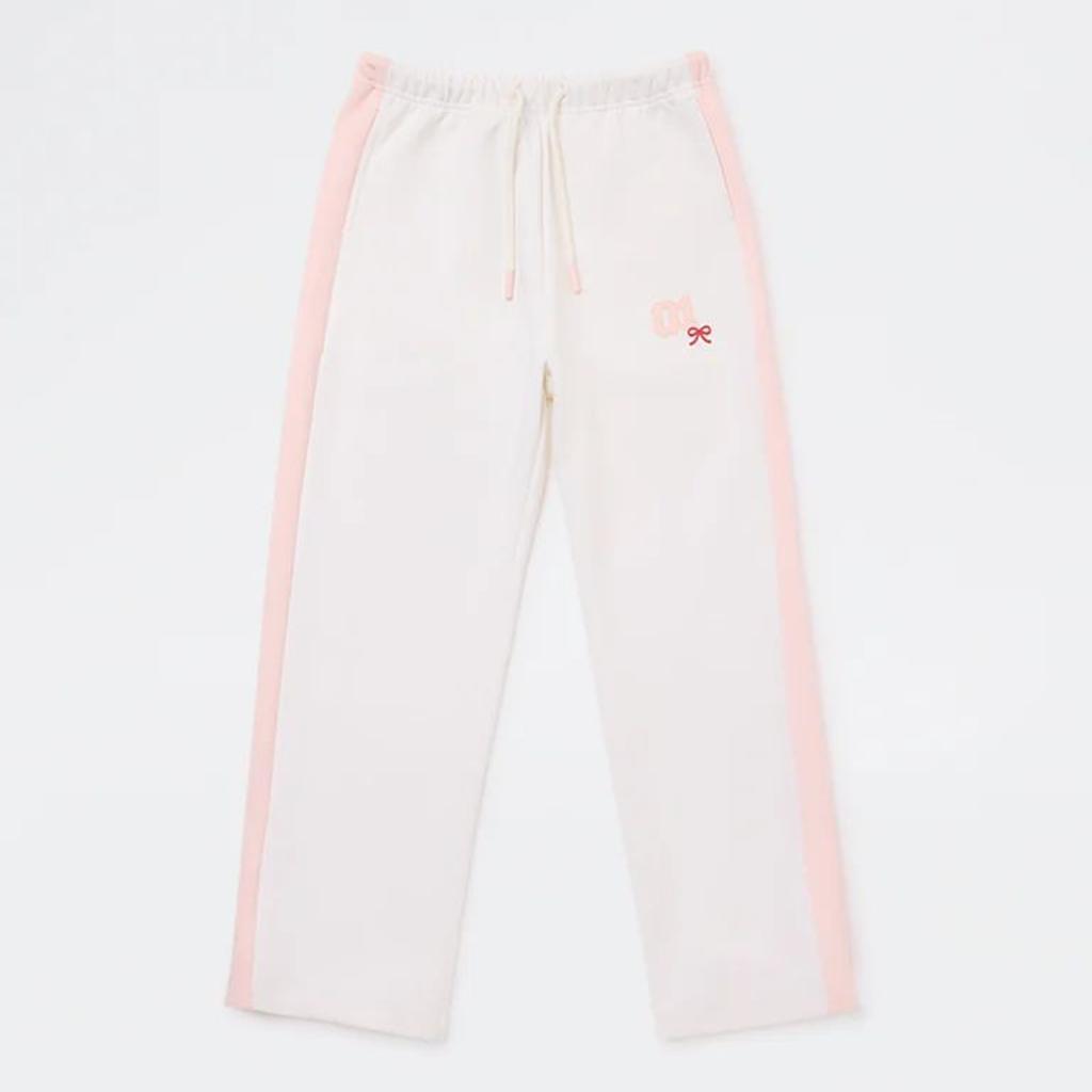 HOP Kids Girls Off-White Striped Mid-Rise Track Pants