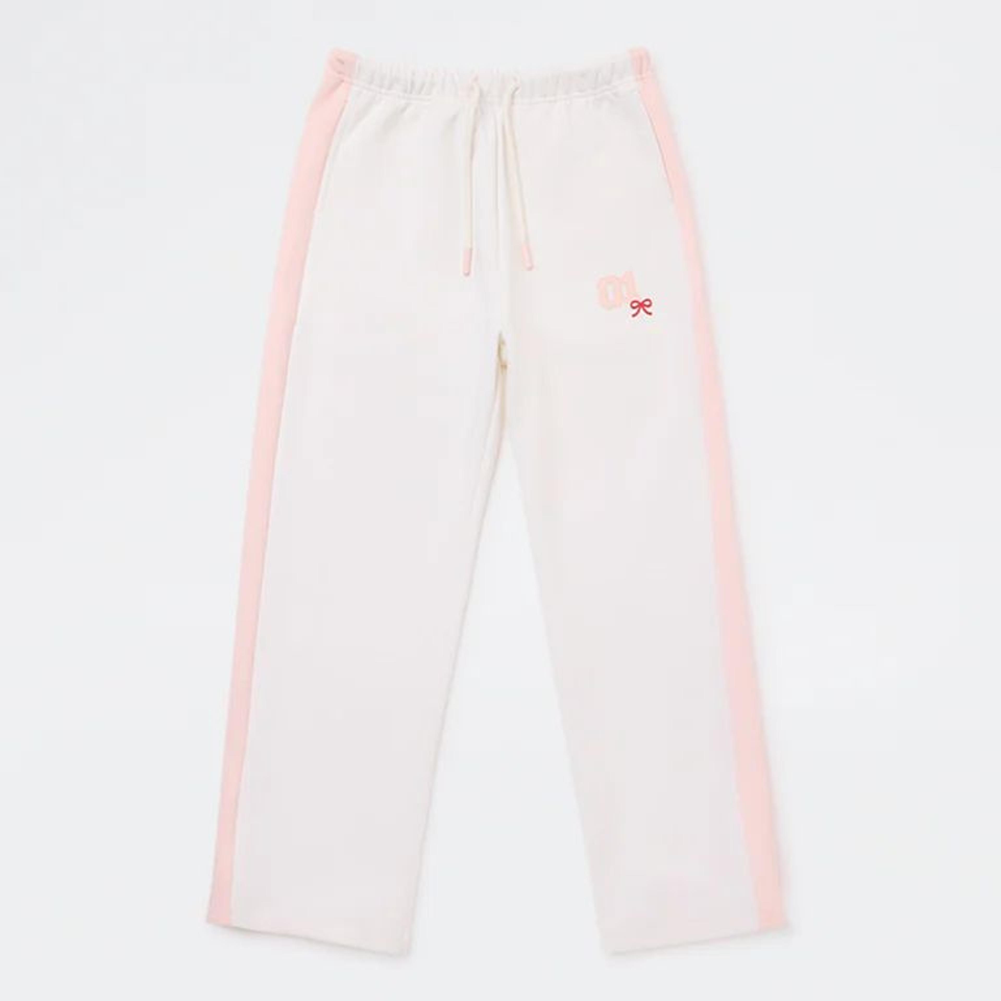 HOP Kids Girls Off-White Striped Mid-Rise Track Pants