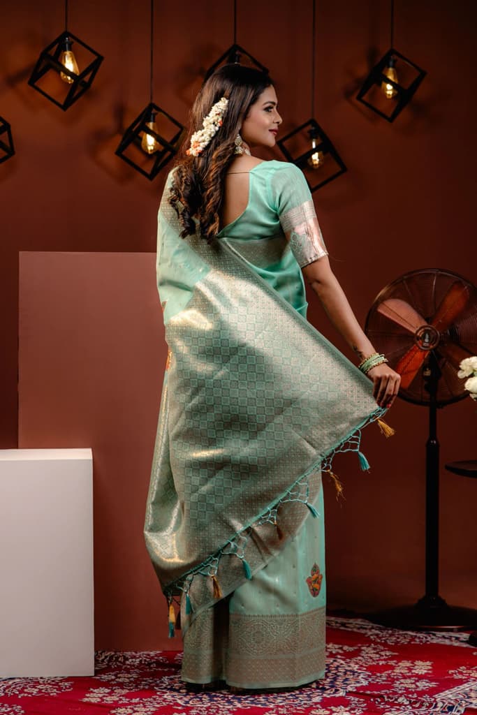 Mimosa Women's Woven Design Banarasi Style Art Silk Saree With Blouse Piece : SA00001759RMFREE — photo 4