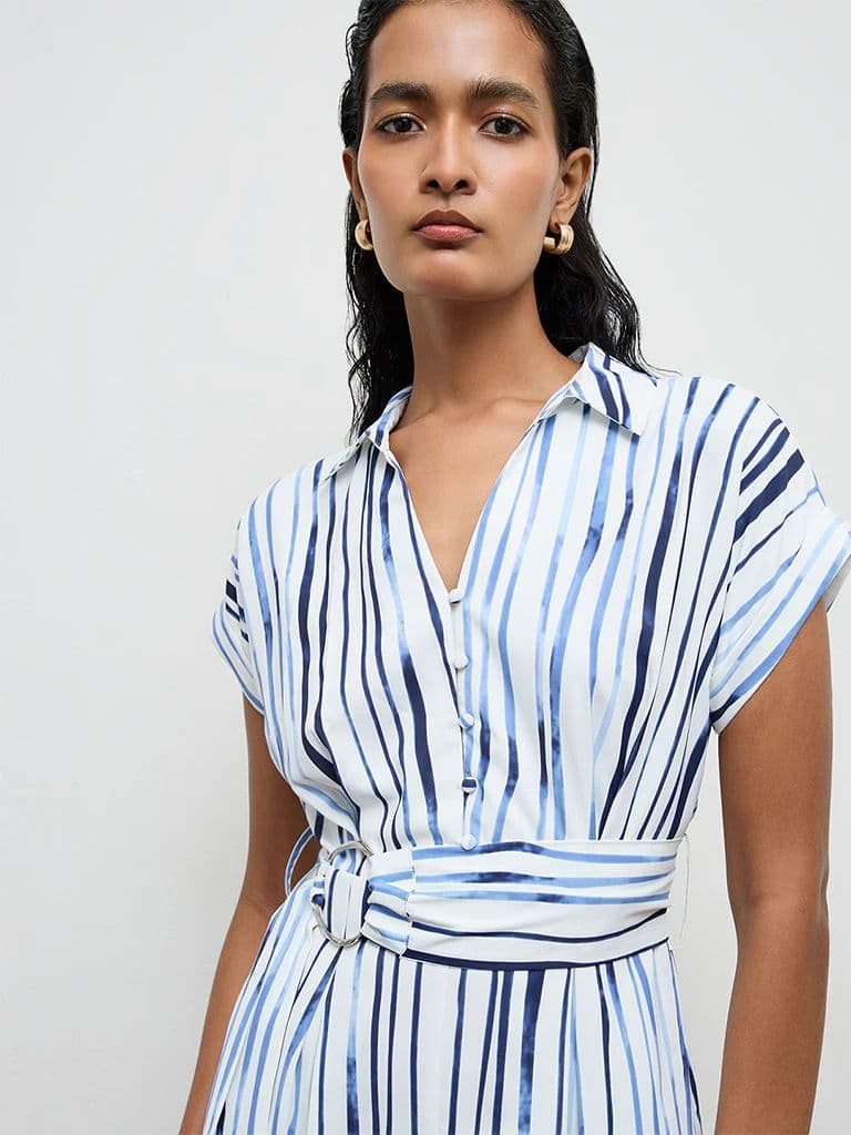 Wardrobe White Stripe Printed Shirt Dress — photo 3