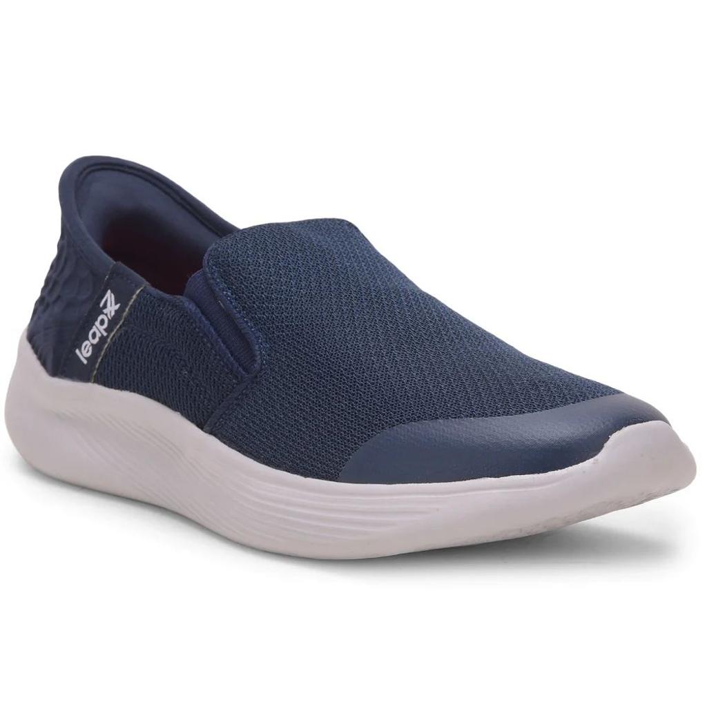 Leap7x Navy Blue Sports Non Lacing Walking Shoes For Men EZZAR-1 By Liberty