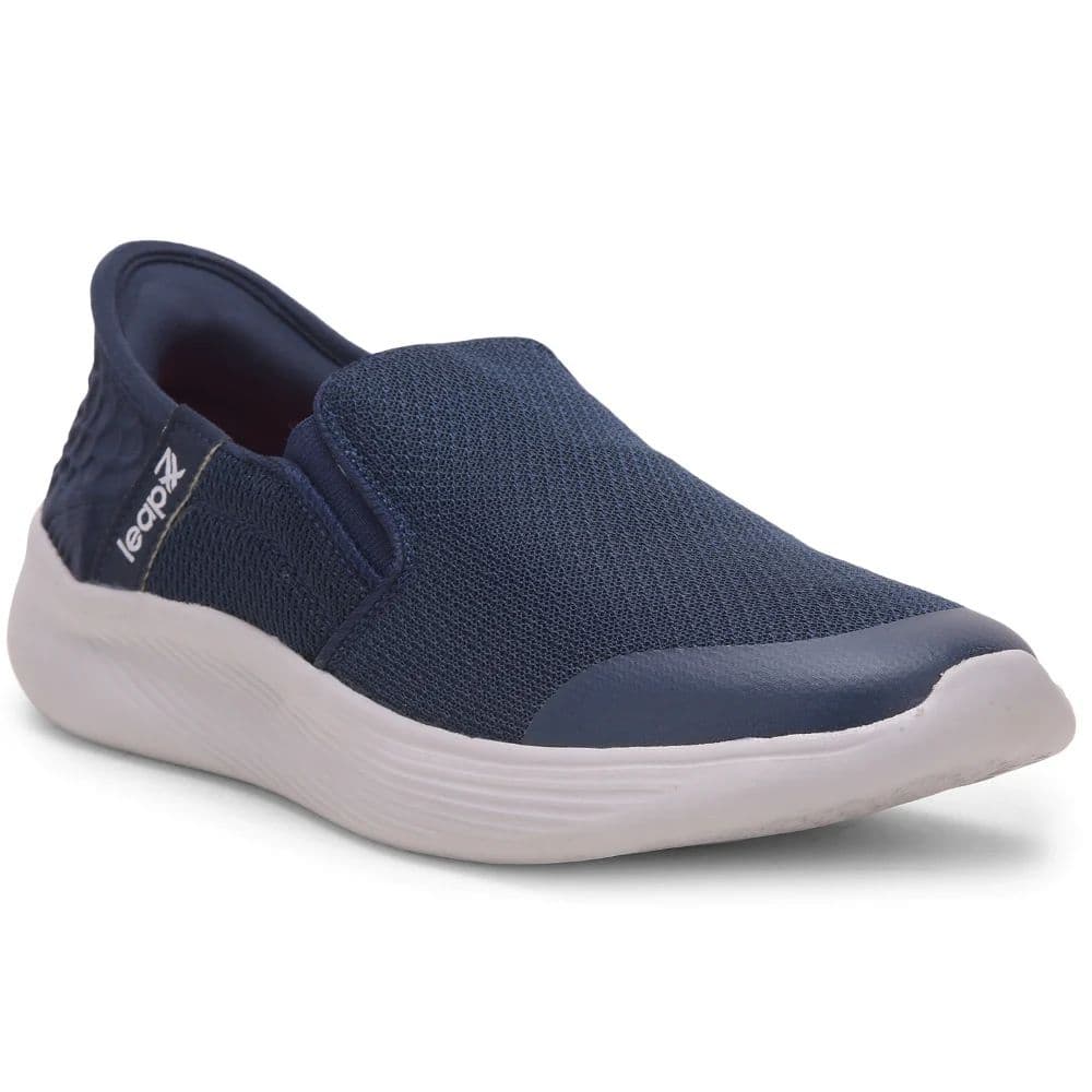 Leap7x Navy Blue Sports Non Lacing Walking Shoes For Men EZZAR-1 By Liberty