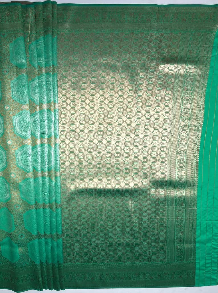 MIMOSA Women's Woven Design Kanjivaram Style Art Silk Saree with Blouse Piece - Rama ( SA00002246RMFREE ) — photo 7