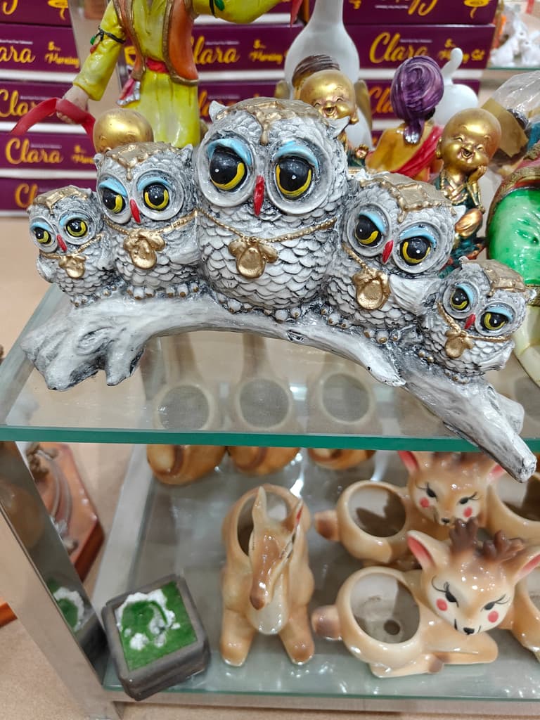 Owl Figurine | Decorative | Ceramic | Gold
