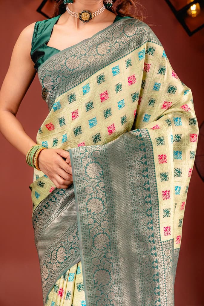 Mimosa Women's Woven Design Kanjivaram Style Art Silk Saree With Blouse Piece : SA00001655PSFREE — photo 3