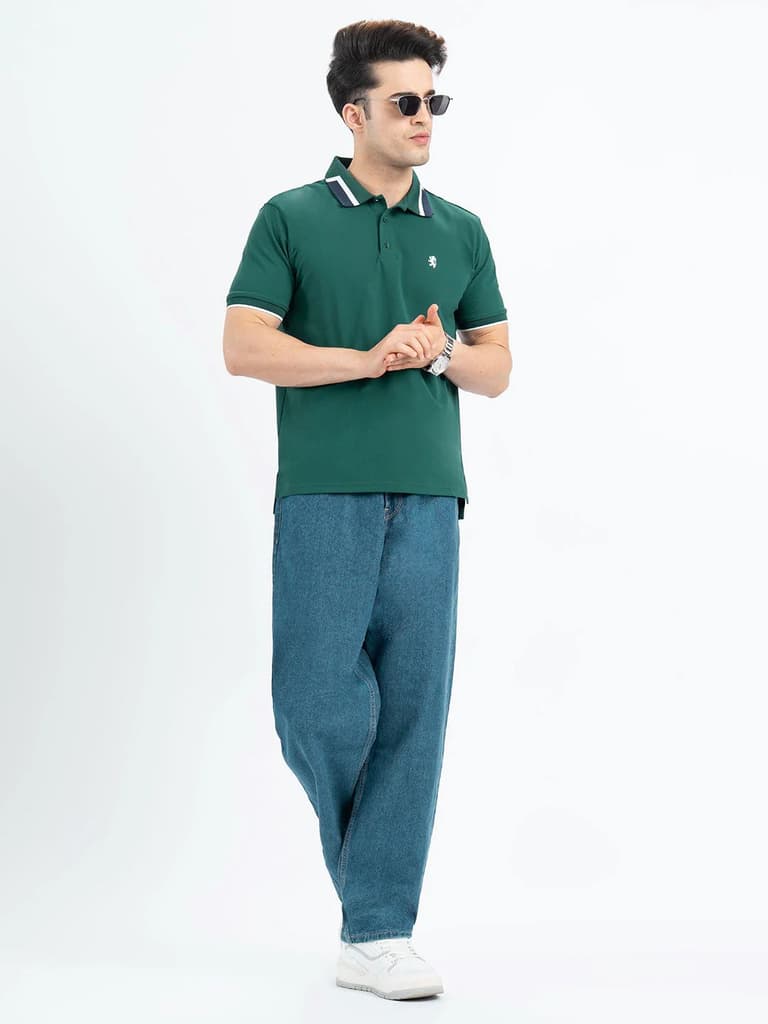 T Shirts for Men in Forest Green | Polo Half Sleeve T Shirt — photo 5