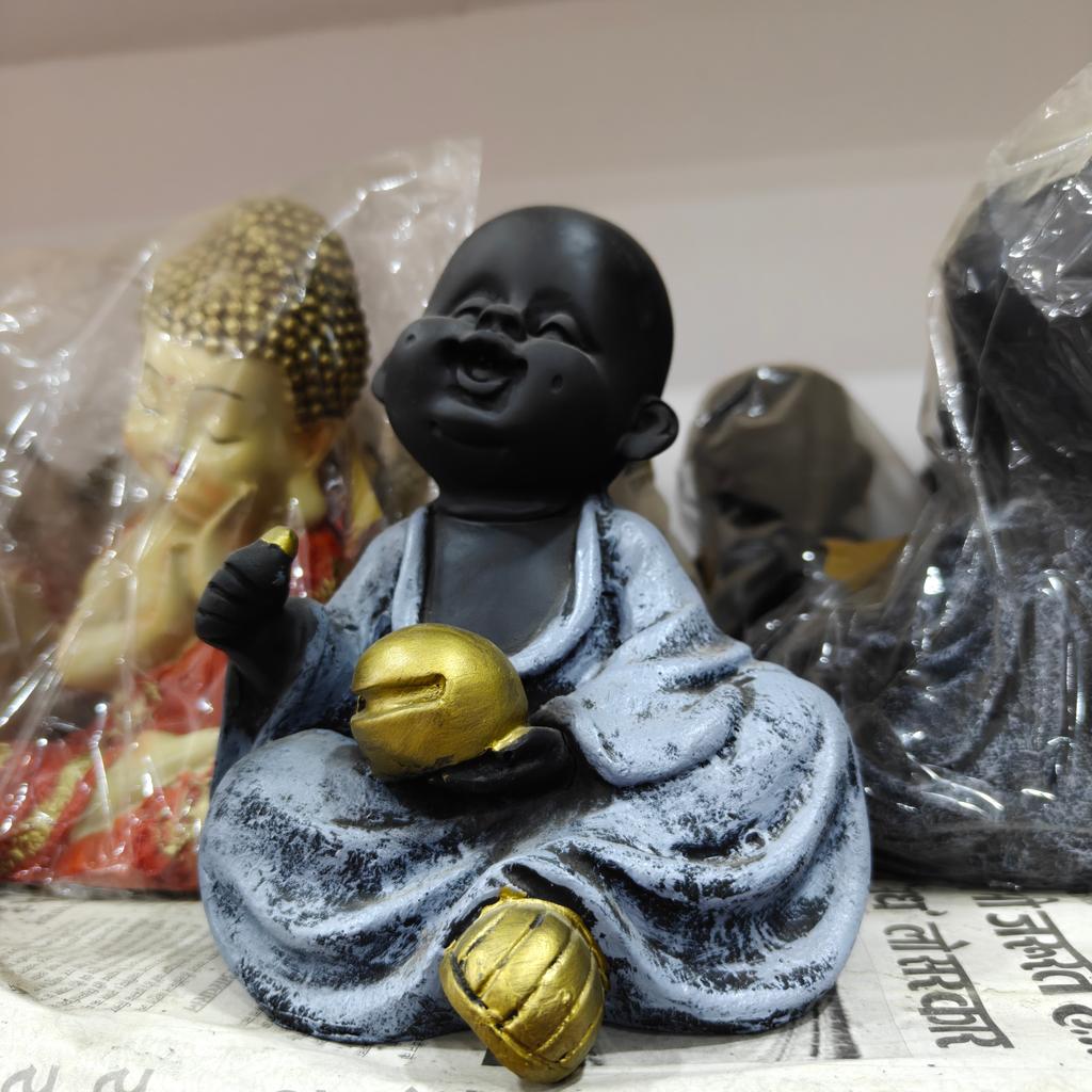 Black Buddha Statue | Decorative | Ceramic | Gold