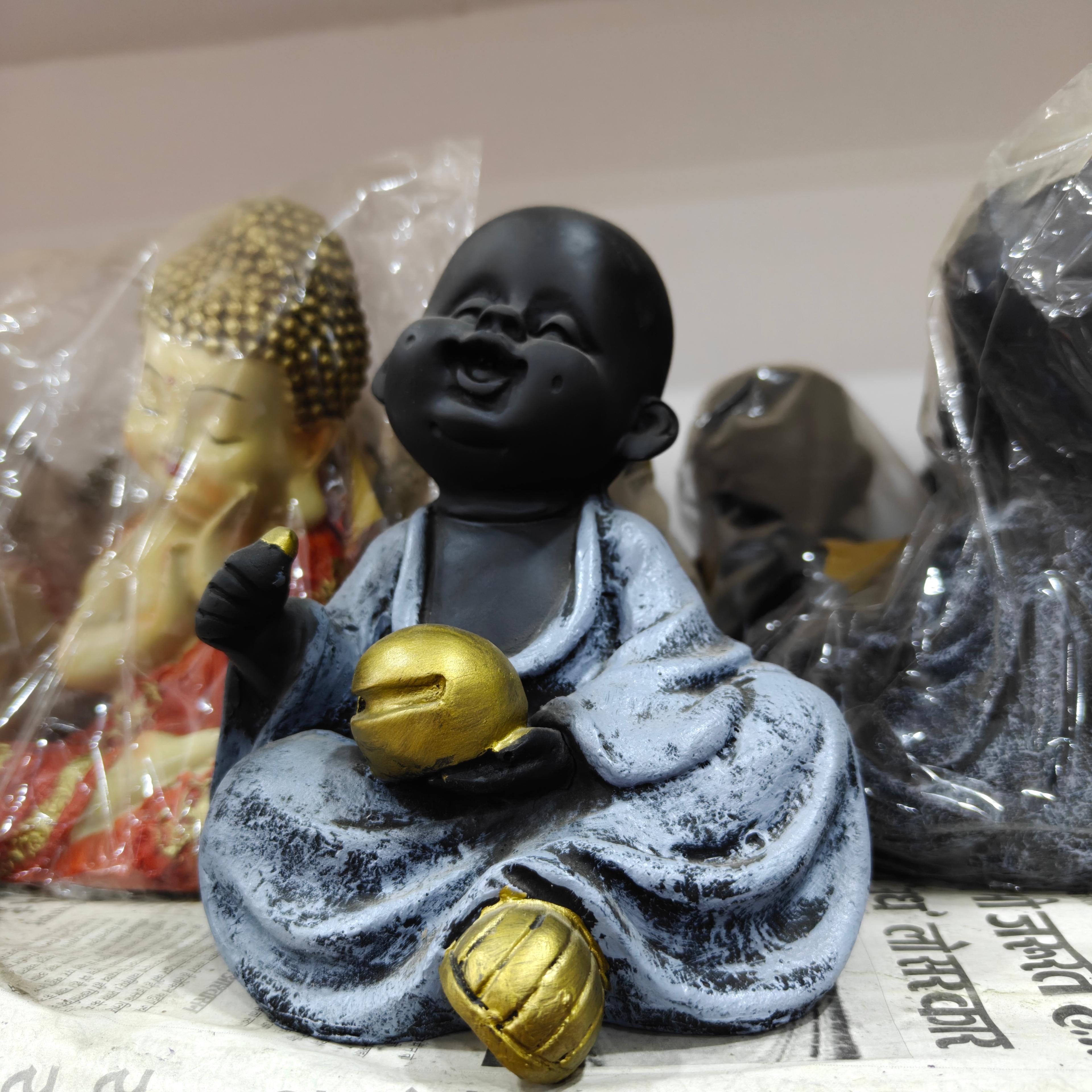 Black Buddha Statue | Decorative | Ceramic | Gold