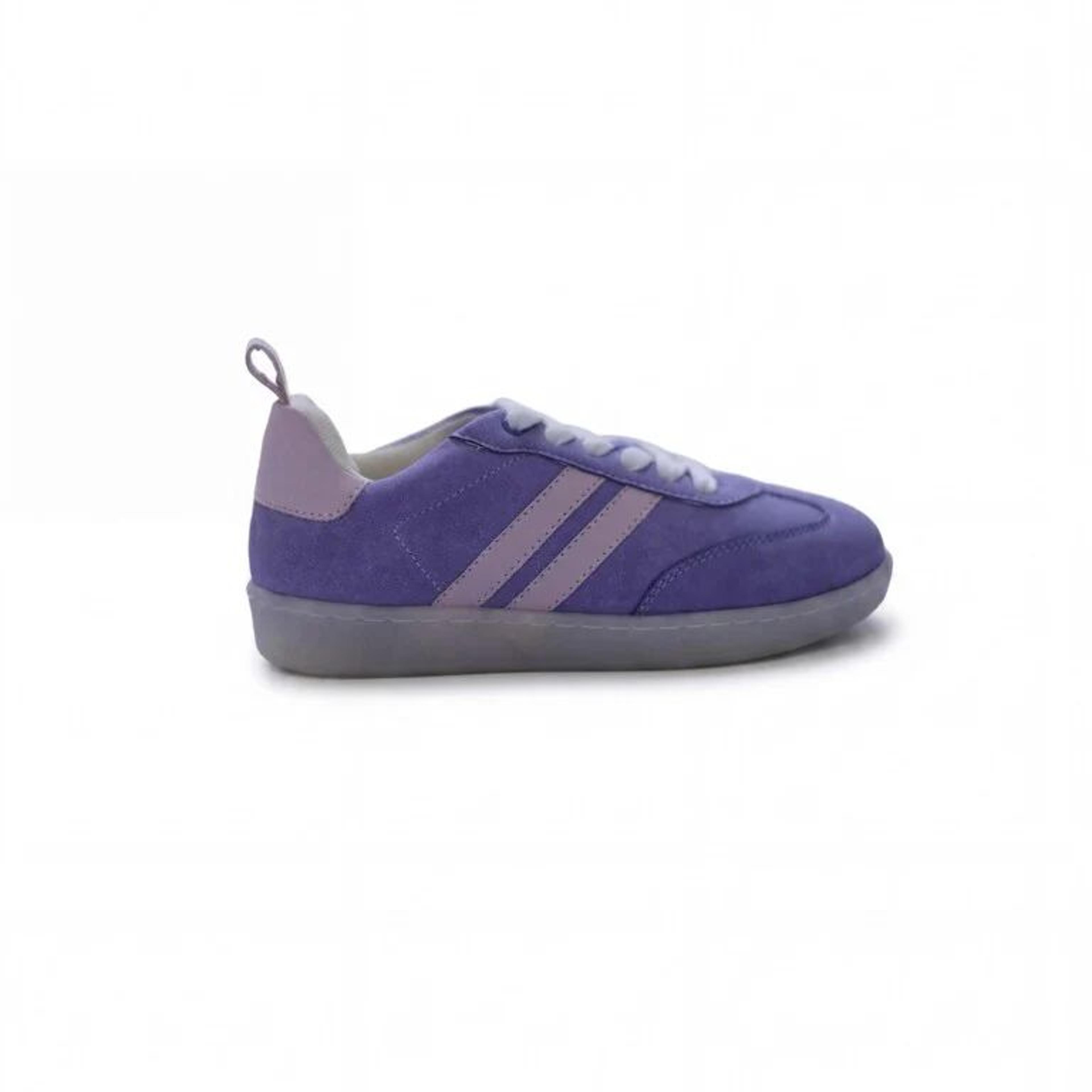 Yellow Lilac Suede-Detail Lace-Up Sneakers