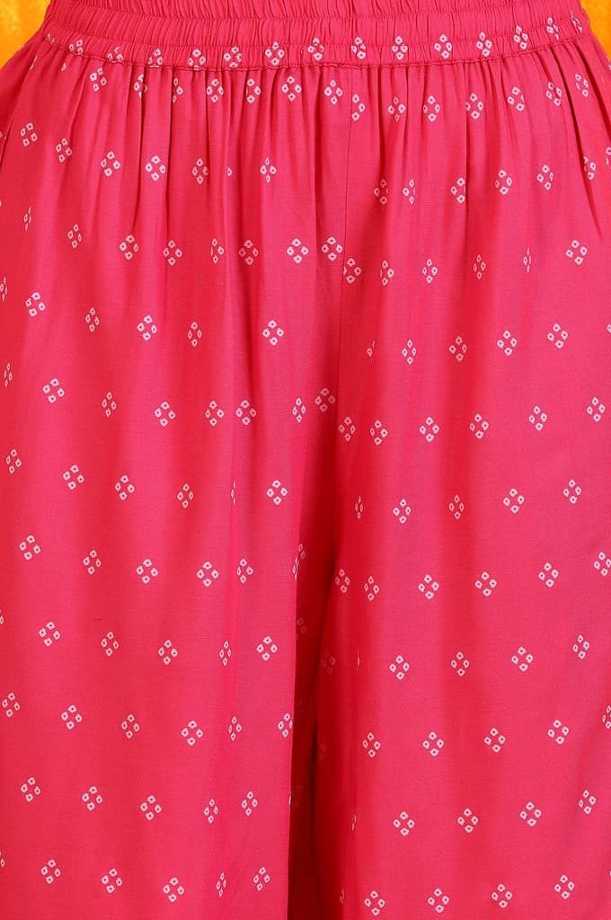 Pink Embroidered Shantung Sleeveless Kurta, Cropped Pants and Dupatta Set — photo 8