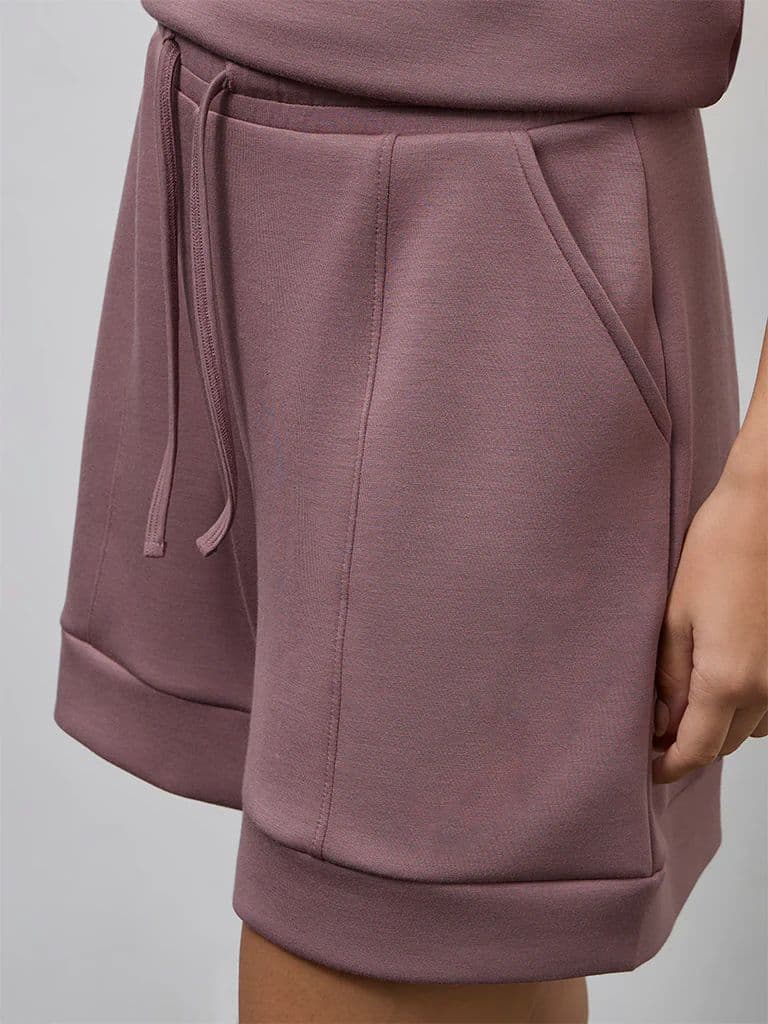 Wunderlove Dusty Pink Solid High-Rise Shorts — photo 3