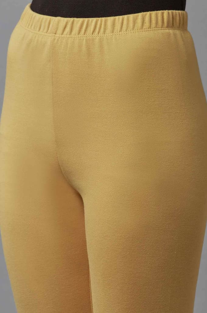 Gold Solid Skinny Fit Tights With Elasticated Waist — photo 6