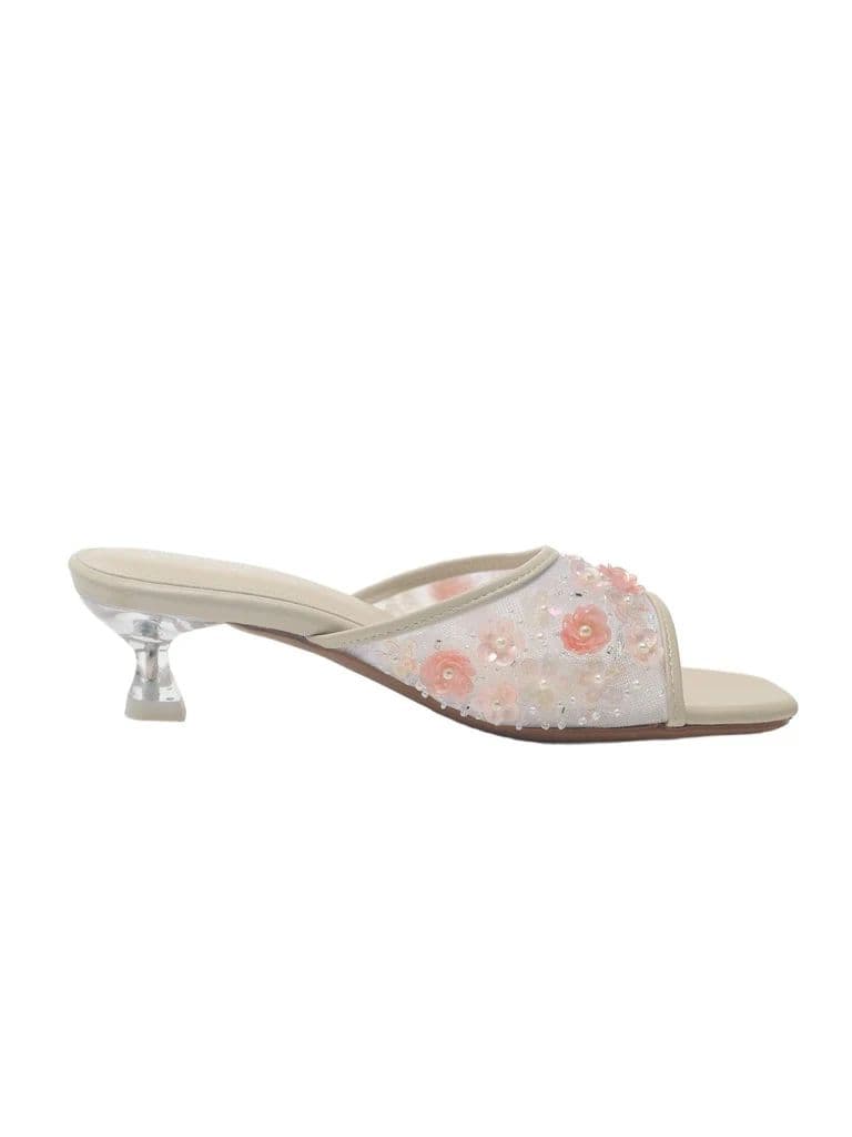 LUNA BLU Light Pink Floral Sequin Kitten Heel Sandals — photo 2