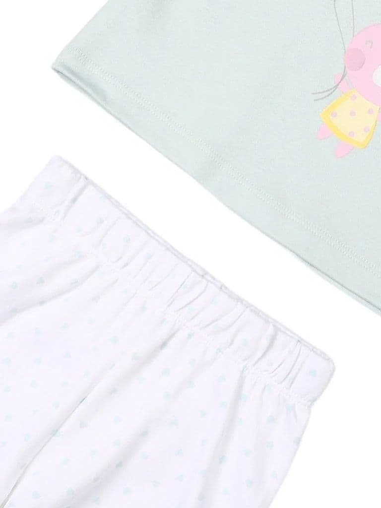 HOP Baby Girls Light Blue Printed Cotton T-Shirt and Shorts Set — photo 4