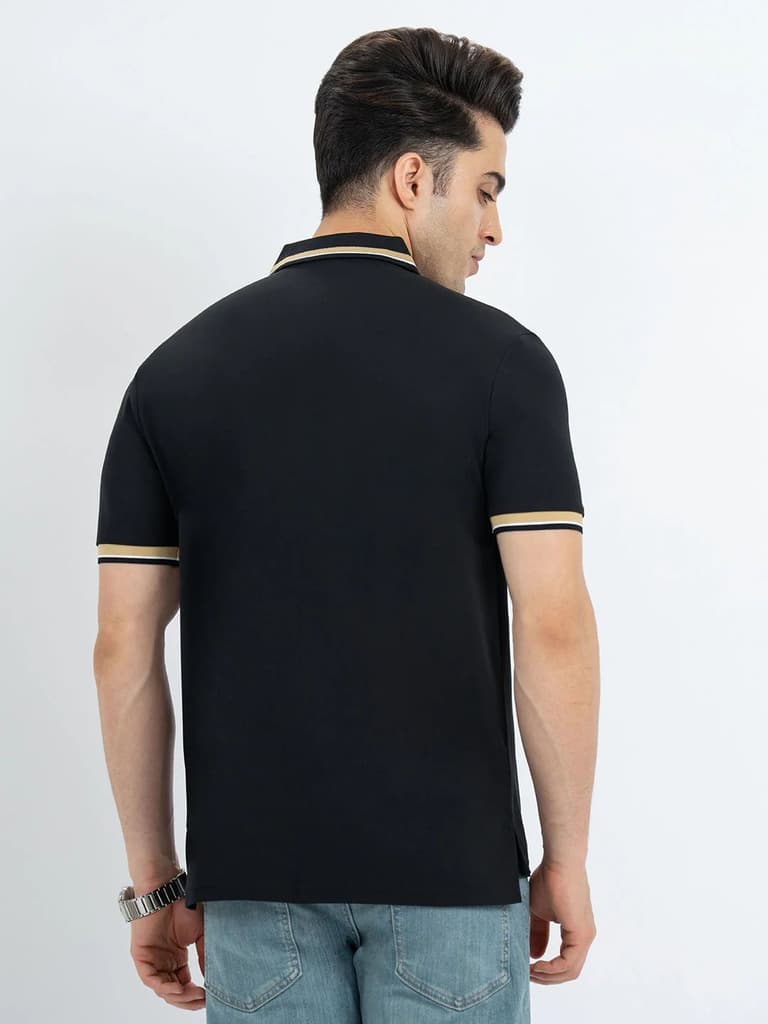 T Shirts for Men in Black | Polo Half Sleeve T Shirt — photo 3