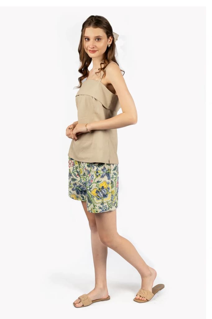 Beige Tube Tank Top in Cotton Twill — photo 6