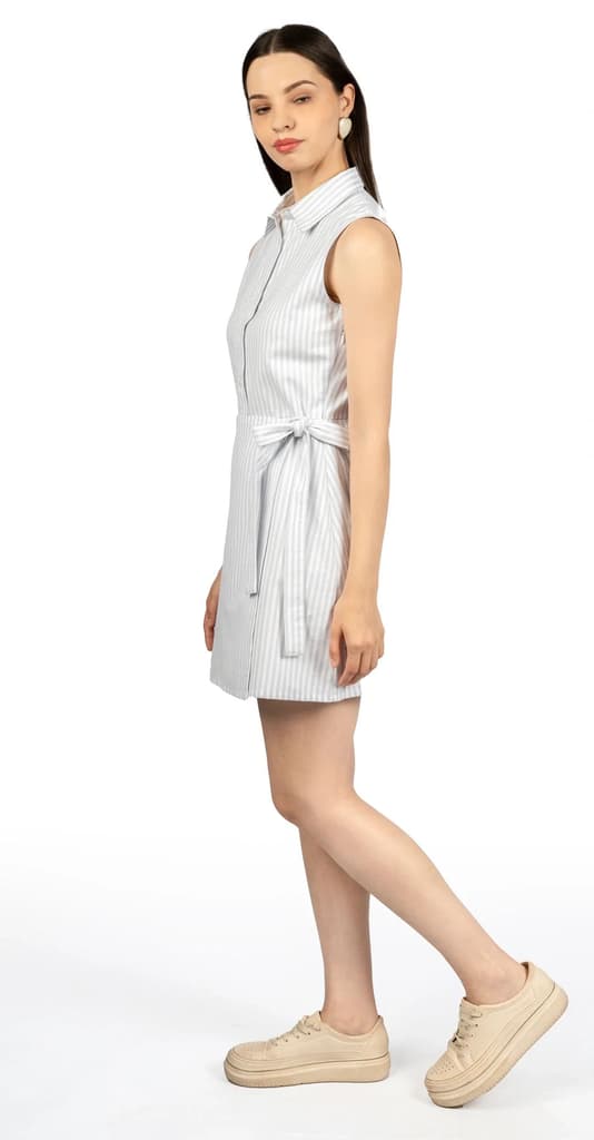 Grey Striped Fitted Dress — photo 6