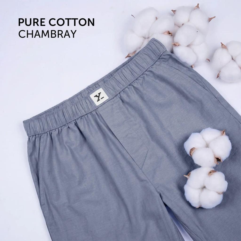 Ultra-Breathable Cotton Chambray Pyjamas - Washed Navy — photo 3