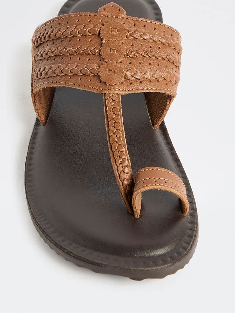 SOLEPLAY Tan Braided Kolhapuri Sandals — photo 4