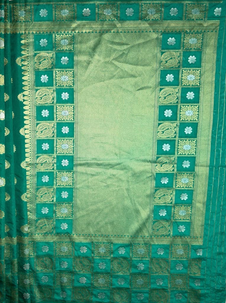 MIMOSA Women's Woven Design Banarasi Style Chiffon Saree with Blouse Piece - Rama ( SA00003124RMFREE ) — photo 5