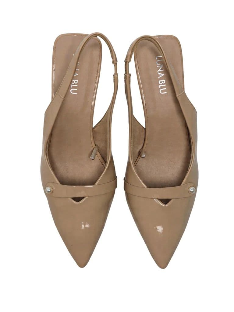 LUNA BLU Ivory Pearl Embellished Kitten Heel Mules — photo 3