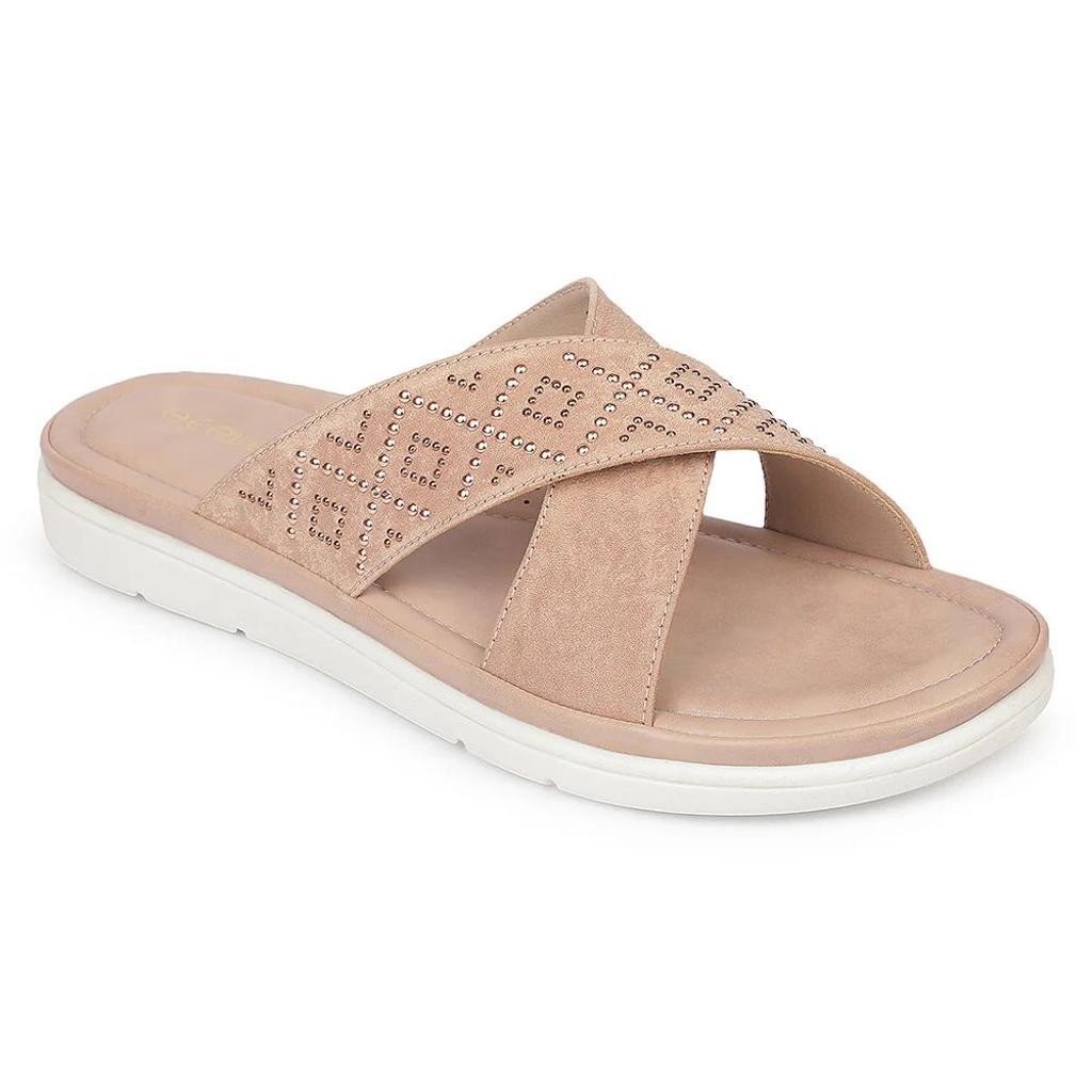 Healers MDG-16 Party Edit Peach Casual Slip on Slippers for women by Liberty