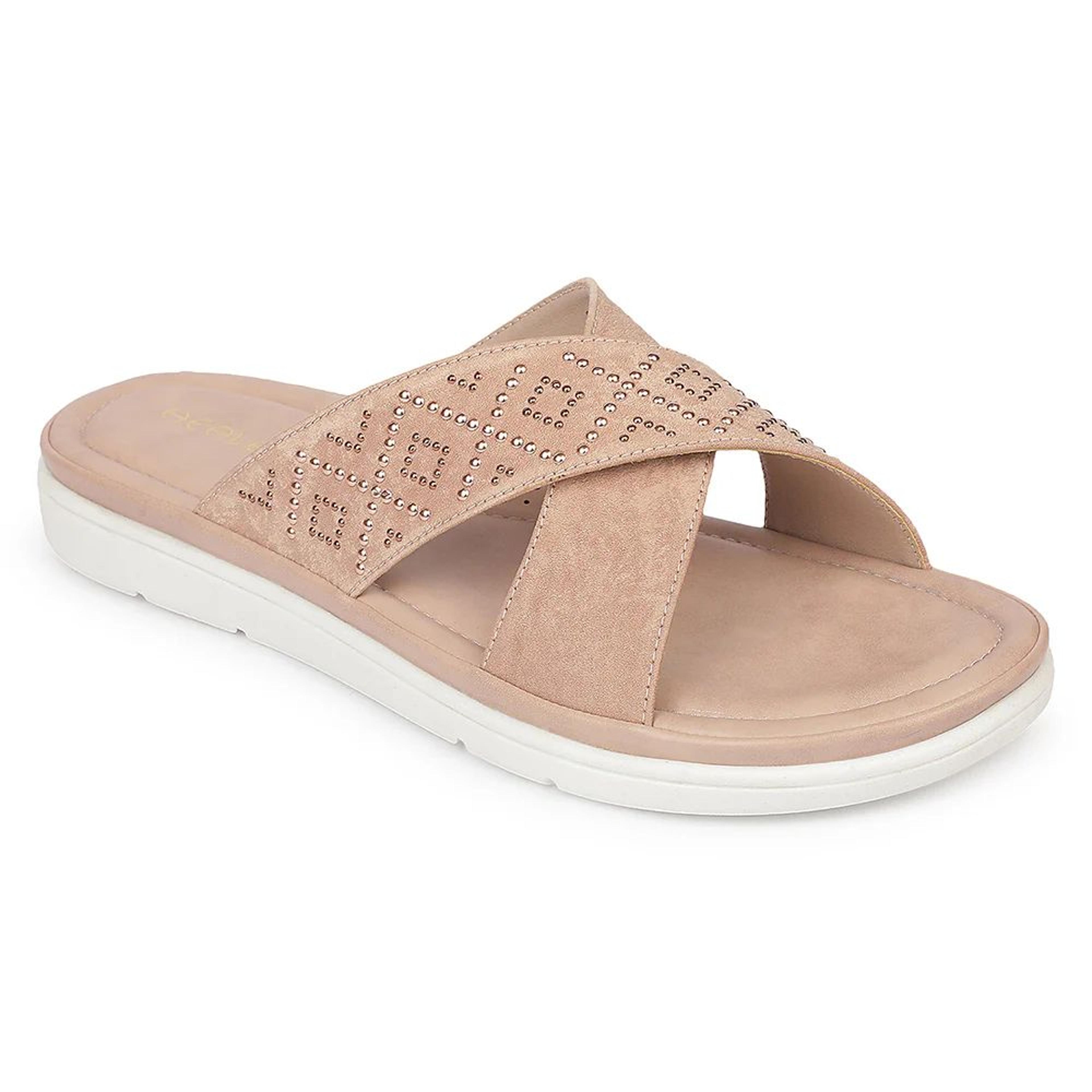 Healers MDG-16 Party Edit Peach Casual Slip on Slippers for women by Liberty