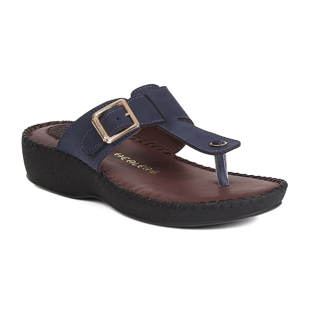 Healers MDG-6 Women's Navy Blue Casual Slippers - EVERYDAY COMFORT with Premium Nubuck Upper — 3/36 / Navy Blue