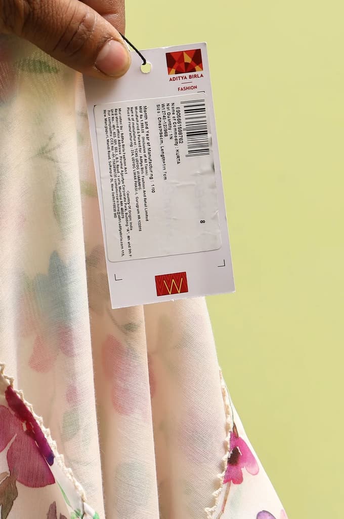 Off-White Straight Kurta in Multi-coloured Floral Print — photo 10