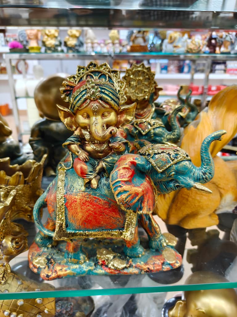 Ganesha Statue | Gold | Decorative | Blue
