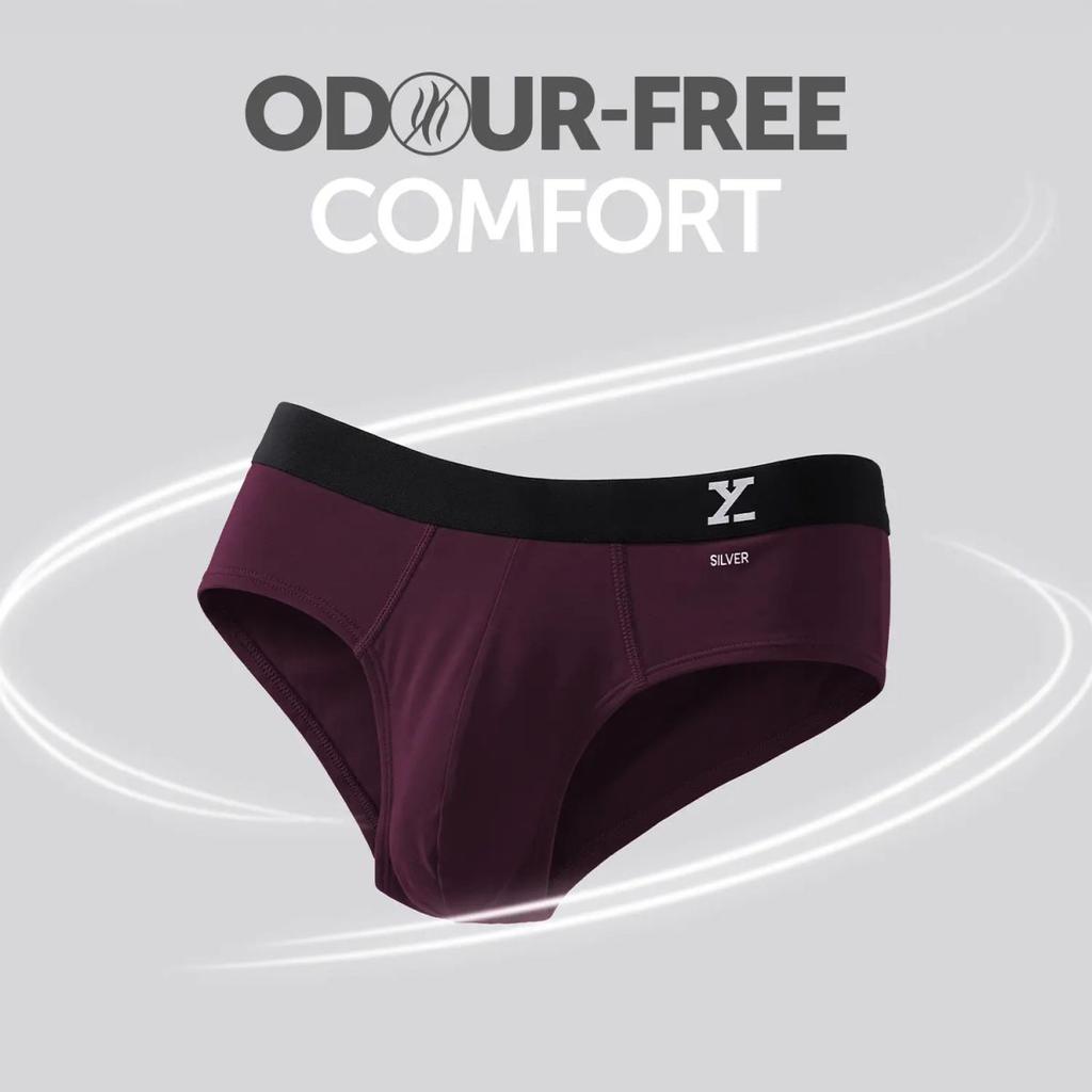 Aero Silver Cotton Briefs Plum Red — photo 2