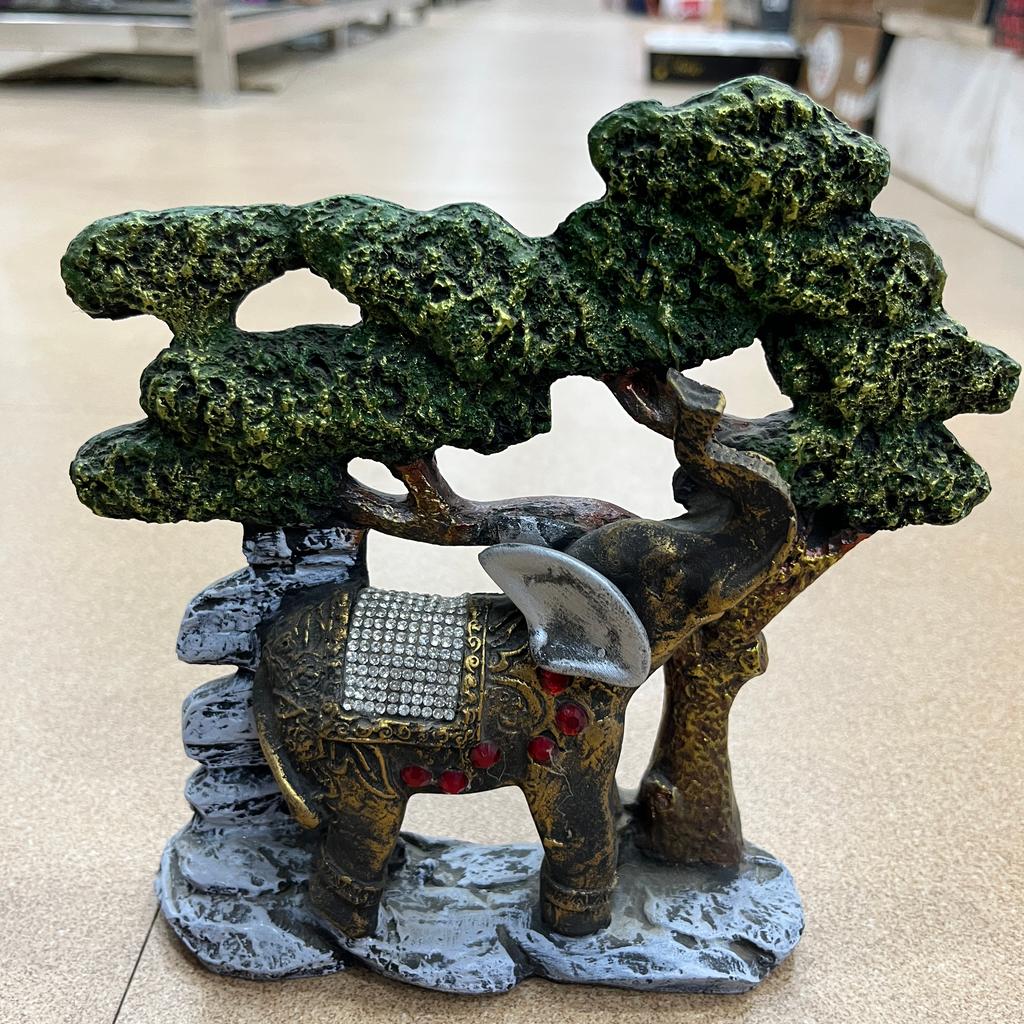 Tree Trunk Elephant Statue | Sculpture | Bronze | Green