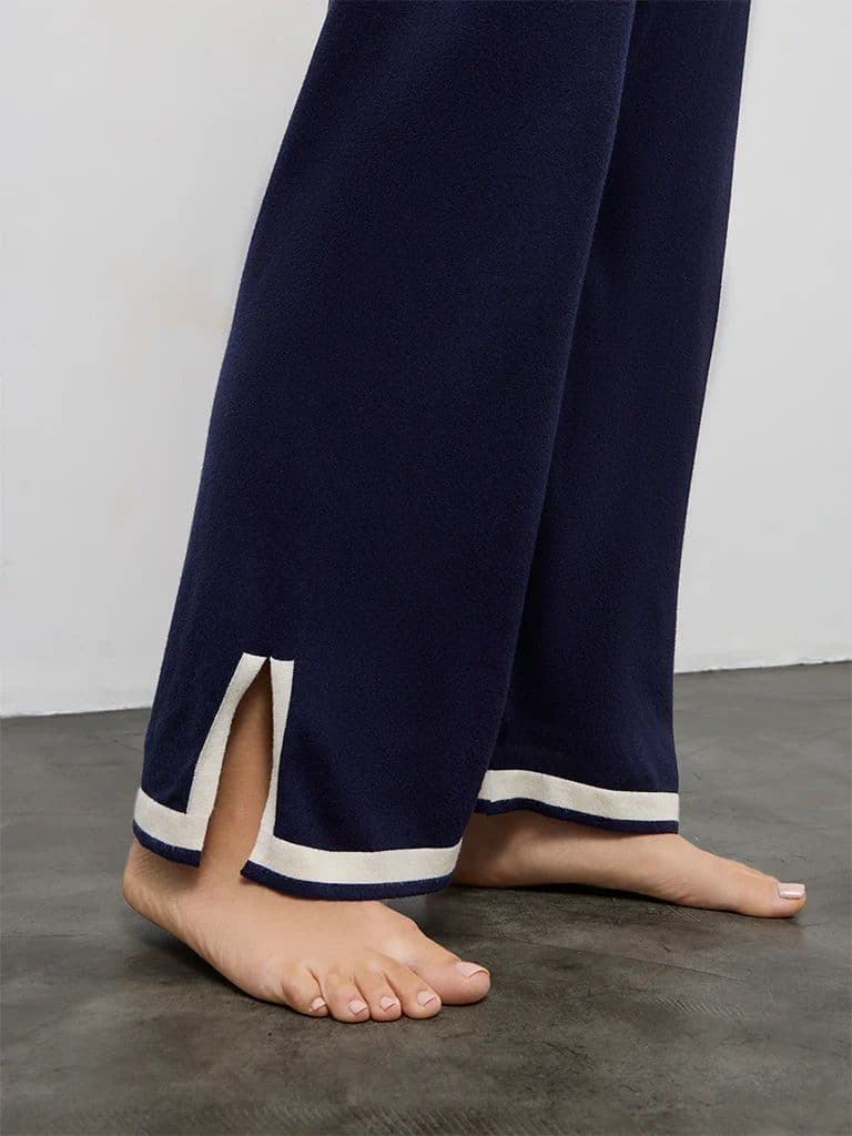 Wunderlove Navy Contrast Detailed High-Rise Pants — photo 3