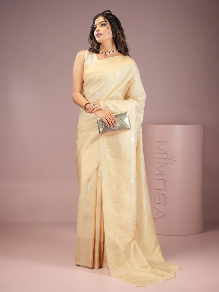 Mimosa Women's Woven Design Kasavu Style Crepe Saree With Blouse Piece : SA00001930WHFREE — photo 5